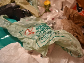 Plastic Bags are in the garbage.