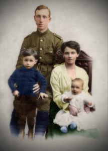 Karen Bearns' great Uncle sitting on his mothers lap, his father who died in the first World War.