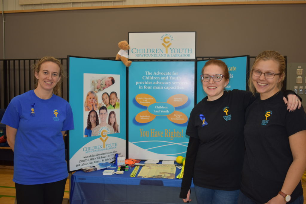 The Children and Youth Advocate Office of Newfoundland attended to raise awareness of children's rights and interests in the province. Stephanie Walsh, Jillian Roberts, and Marisha Van Harmelen attended to speak about children’s rights during the event. Melissa Wong/Kicker