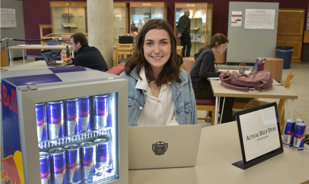 Beth Smith is a third-year Memorial University of Newfoundland and Labrador (MUN) and marketer for Red Bull. Her fun marketing strategy is to set up an "Actual Help Desk" that will give students the energy they need for finals. 