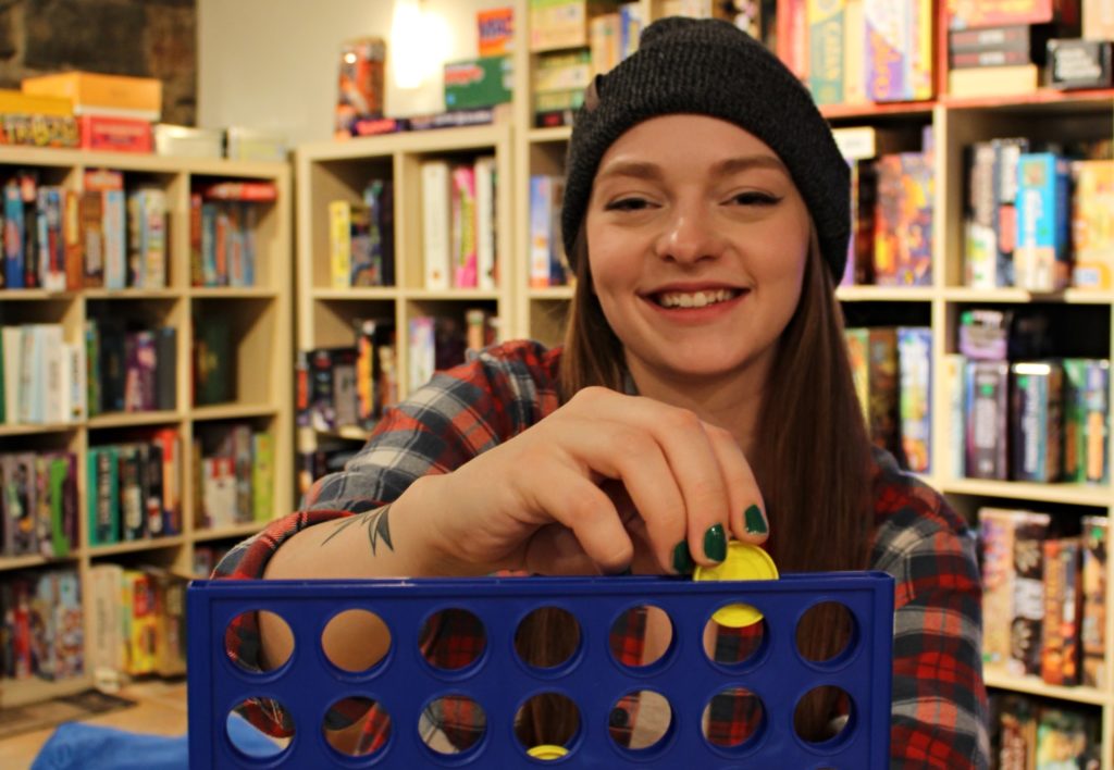 Courtney Sweetapple enjoys a game of connect four at Mochanopoly Board Game Café. This is one of her third places. Chantel Murrin/Kicker 