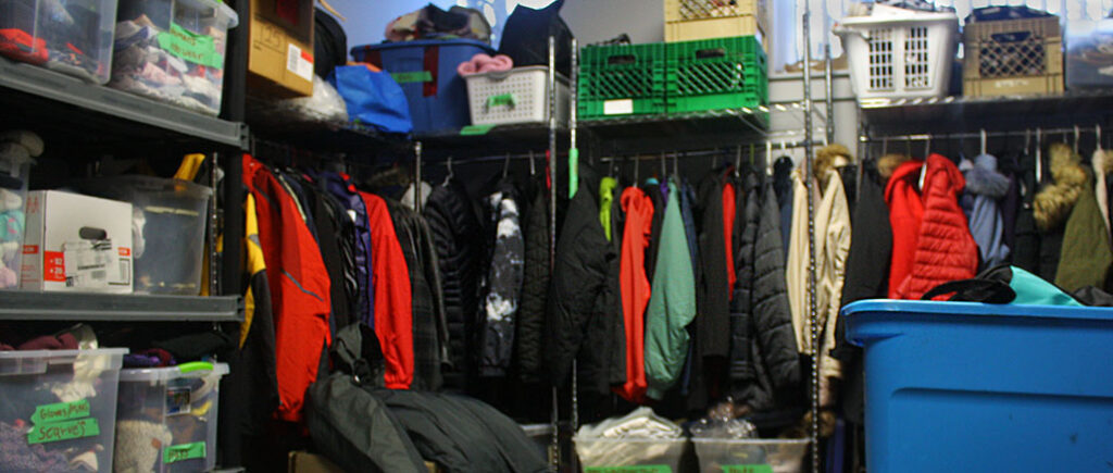 Thrive clothing storage is packed to the brim with donations from the holiday season and beyond.