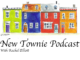 Logo of St. John's row houses and logo for "New Townie" podcast.