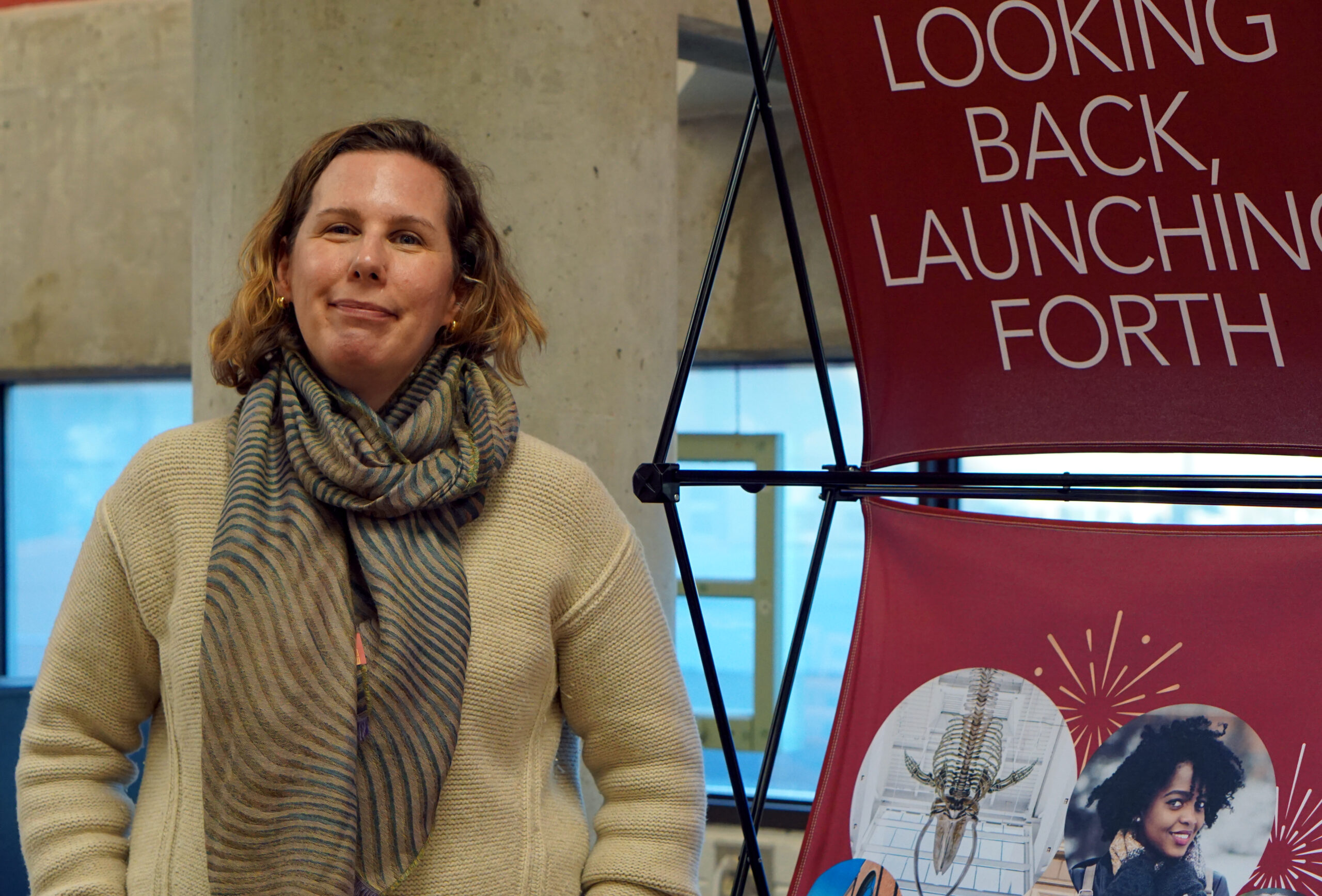 Jennifer Selby stands at the Centre for Newfoundland studies where she has unveiled her latest project, Muslim Narratives and Lives in Newfoundland and Labrador.